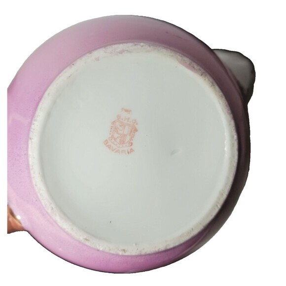 Antique G.H.O. Greiner & Herda Bavaria Lusterware Teapot Blue Pink Germany - Picture 2 of 13